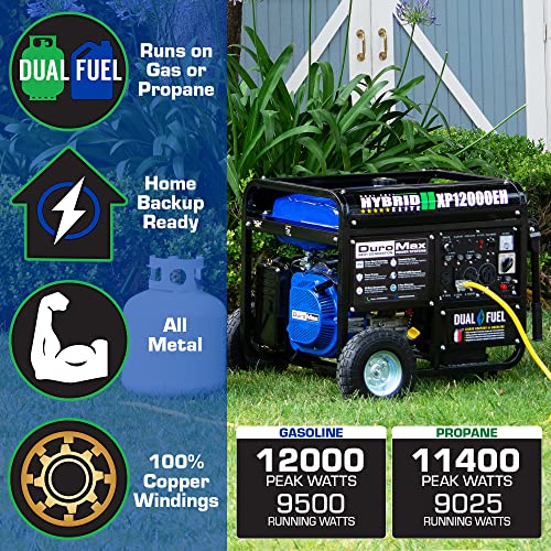 XP12000EH Dual Fuel Generator – 12,000W Gas/Propane, 457cc 4-Stroke Engine, EPA/CARB Compliant