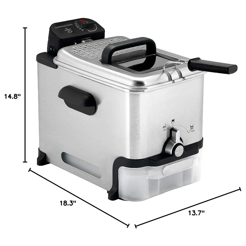 3.5L Stainless Steel Deep Fryer with Basket 1700W Oil Filtration Temp Control