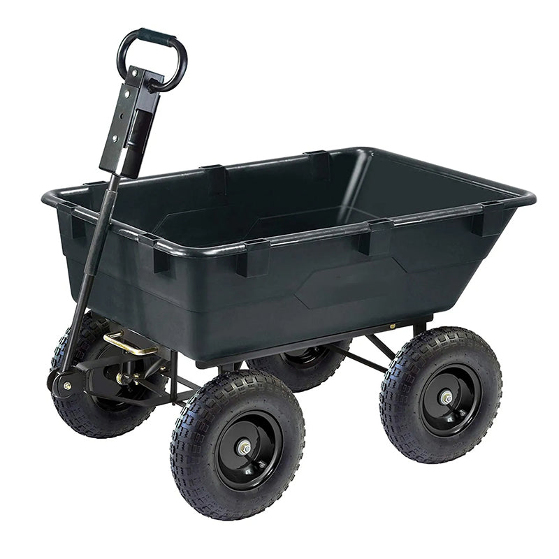 GOR866D HeavyDuty Garden Poly Dump Cart with 2In1 Convertible Handle, 1,200Pound Capacity, 40Inch by 25Inch Bed, Black Finish