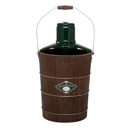 White Mountain 6 Qt. Green and Brown Electric Ice Cream Maker