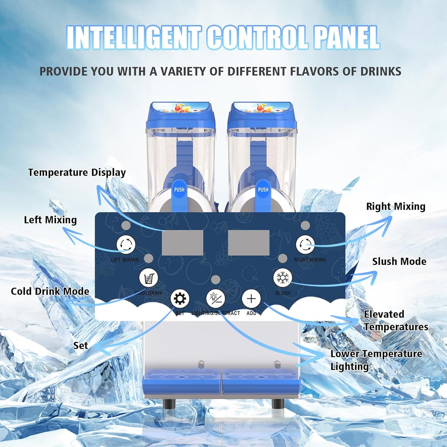 Commercial Slushy Machine - 1000W 30L Tanks Slush Maker Machine 304 Stainless Steel Commercial Margarita Machines Efficient Cooling the Ideal Slushie Maker for Bars Cafes Restaurants