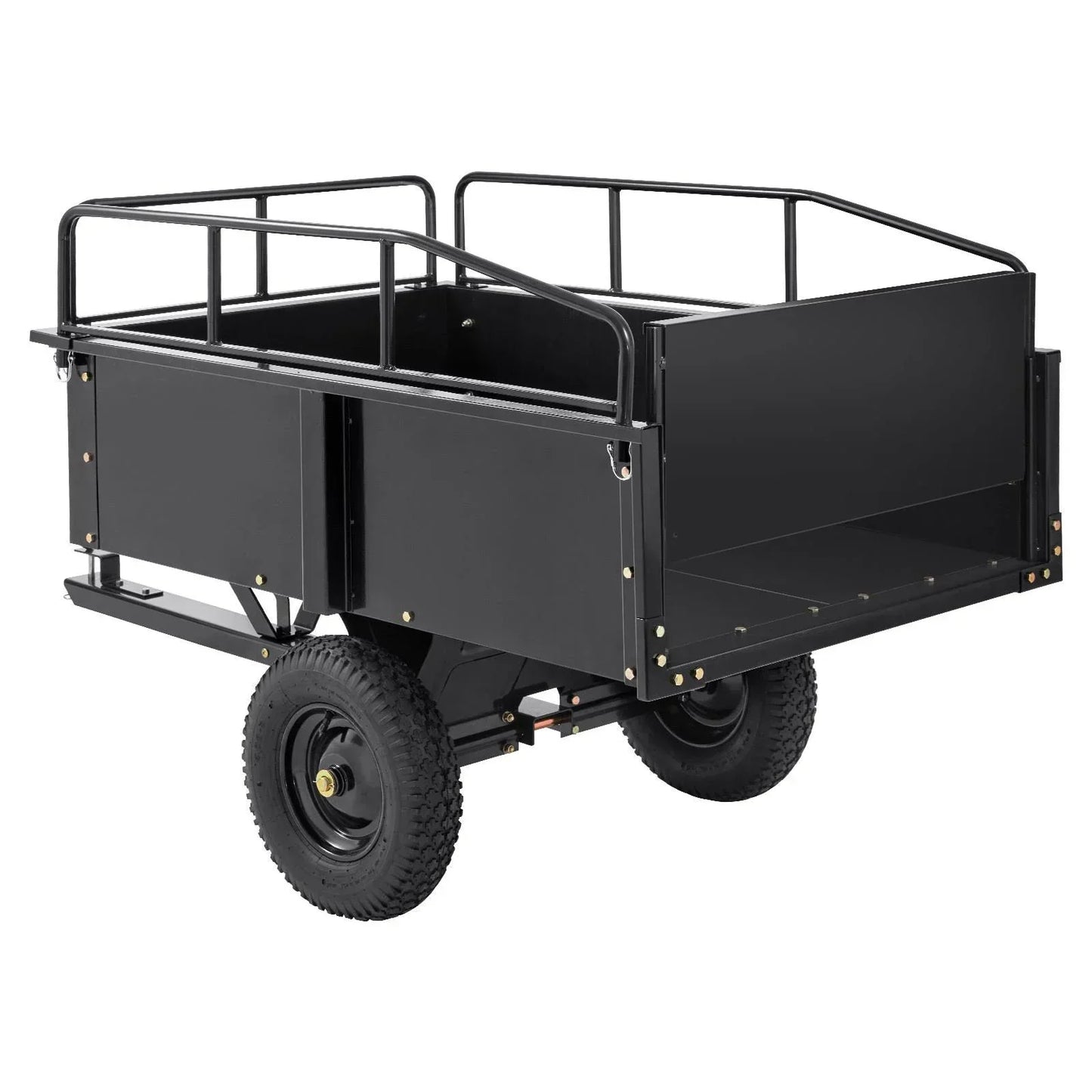 Heavy Duty ATV Trailer Steel Dump Cart, 750-Pound 15 Cubic Feet, Garden Utility Trailer with Removable Sides for Riding L