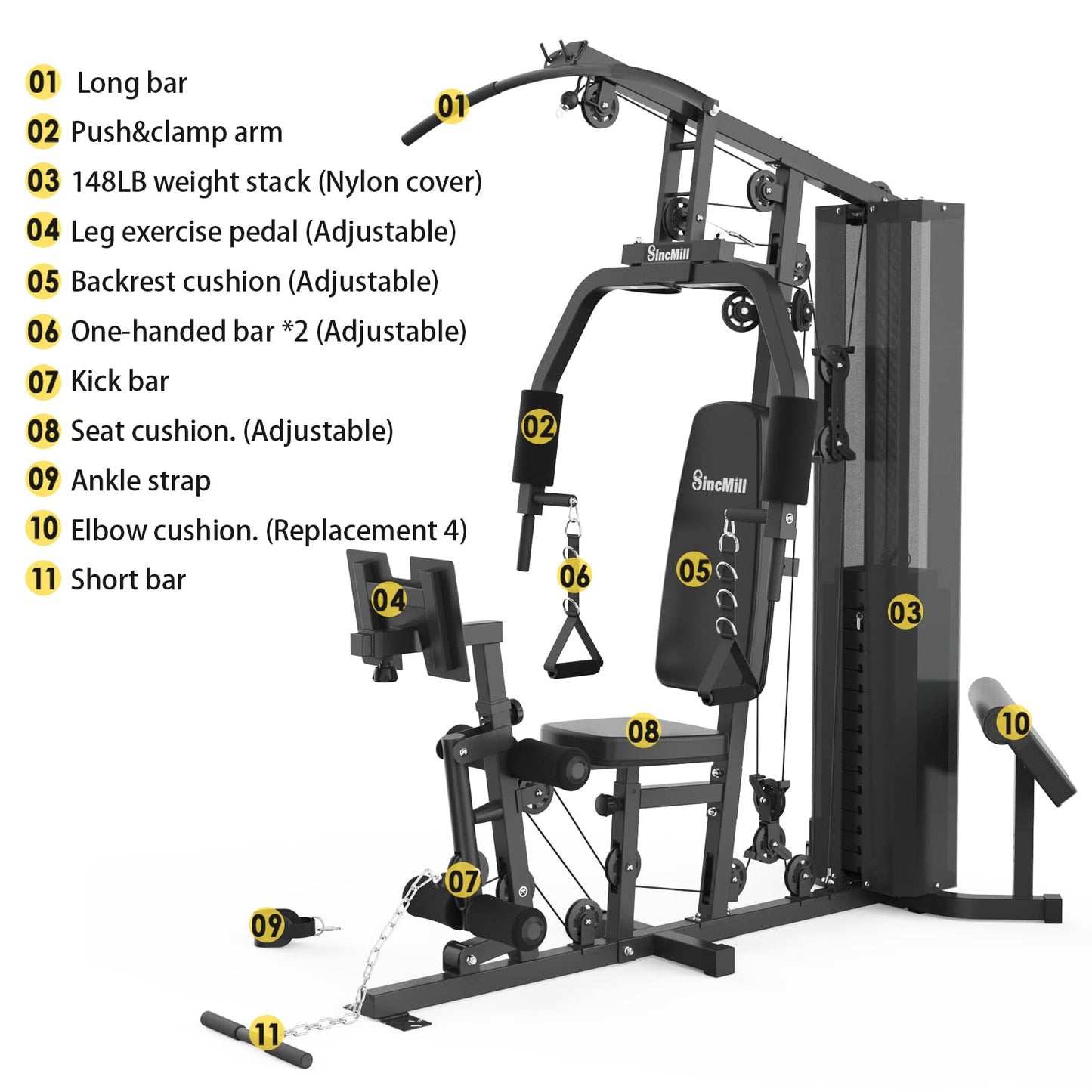 Home Gym SCM-1148L 148LB Multifunctional Full Body Home Gym Equipment for Home Workout