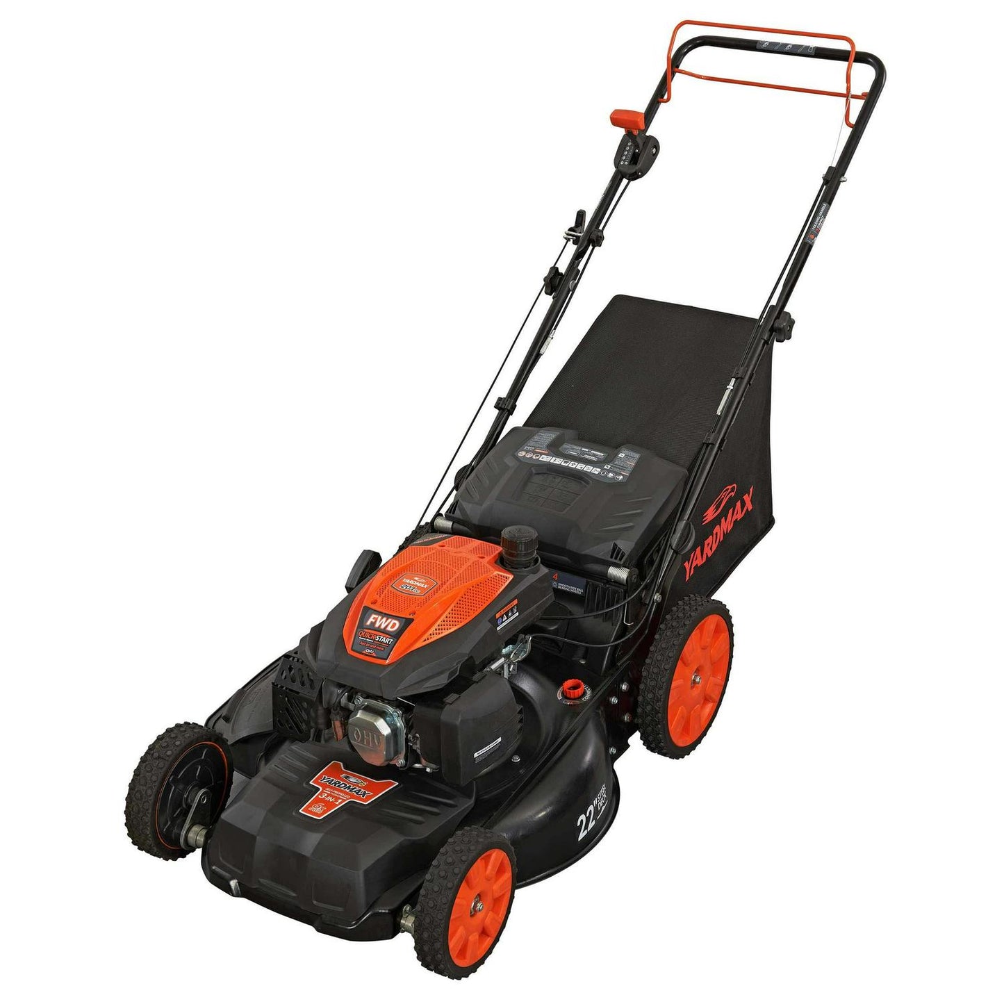 YG2860 22′′ 201cc 3-in-1 Gas Self-Propelled Lawn Mower with CVT and High Wheels